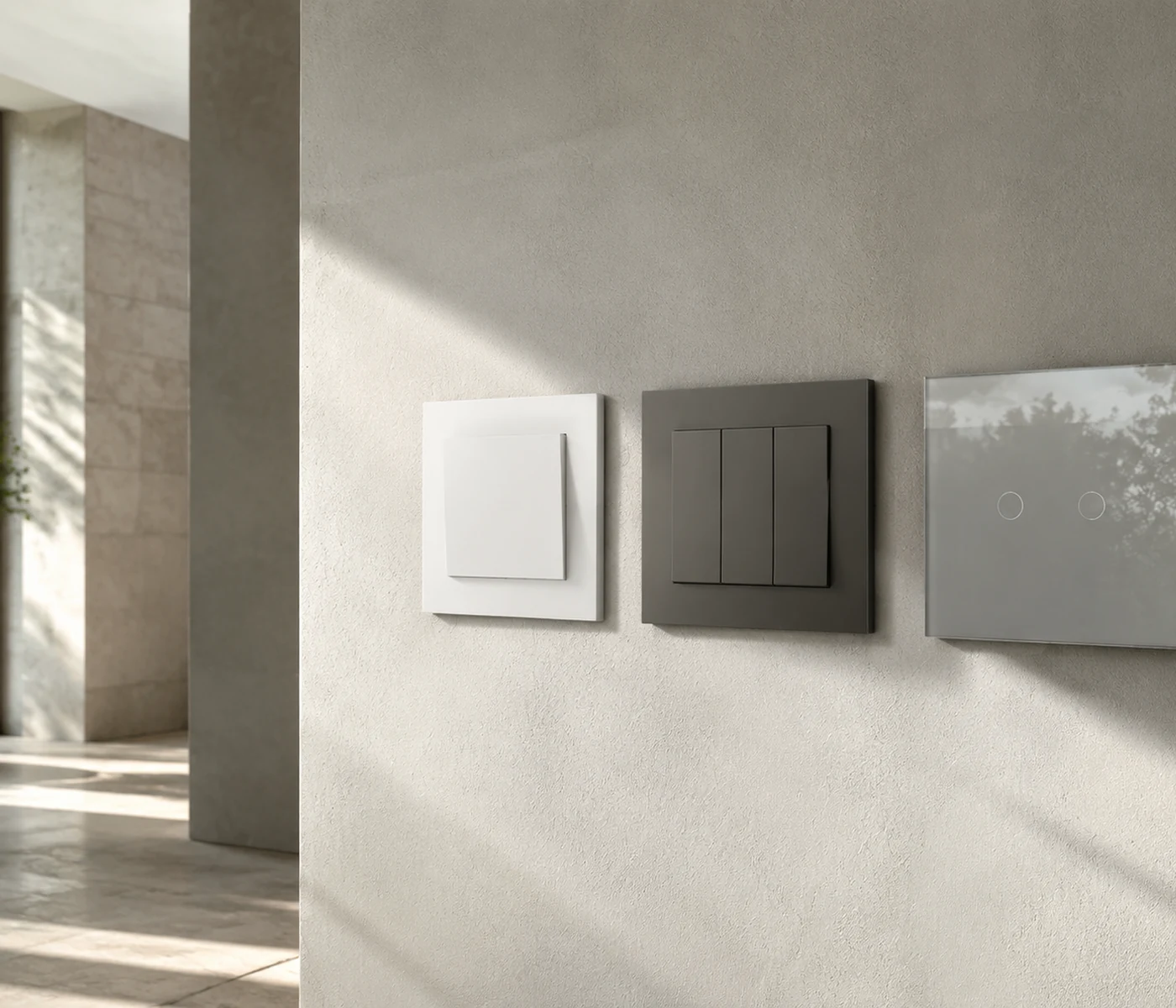 IGOTO wall switch series installed in a modern architectural interior