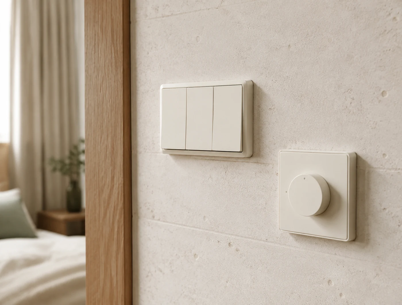 IGOTO wall switch and dimmer series in a modern hospitality interior