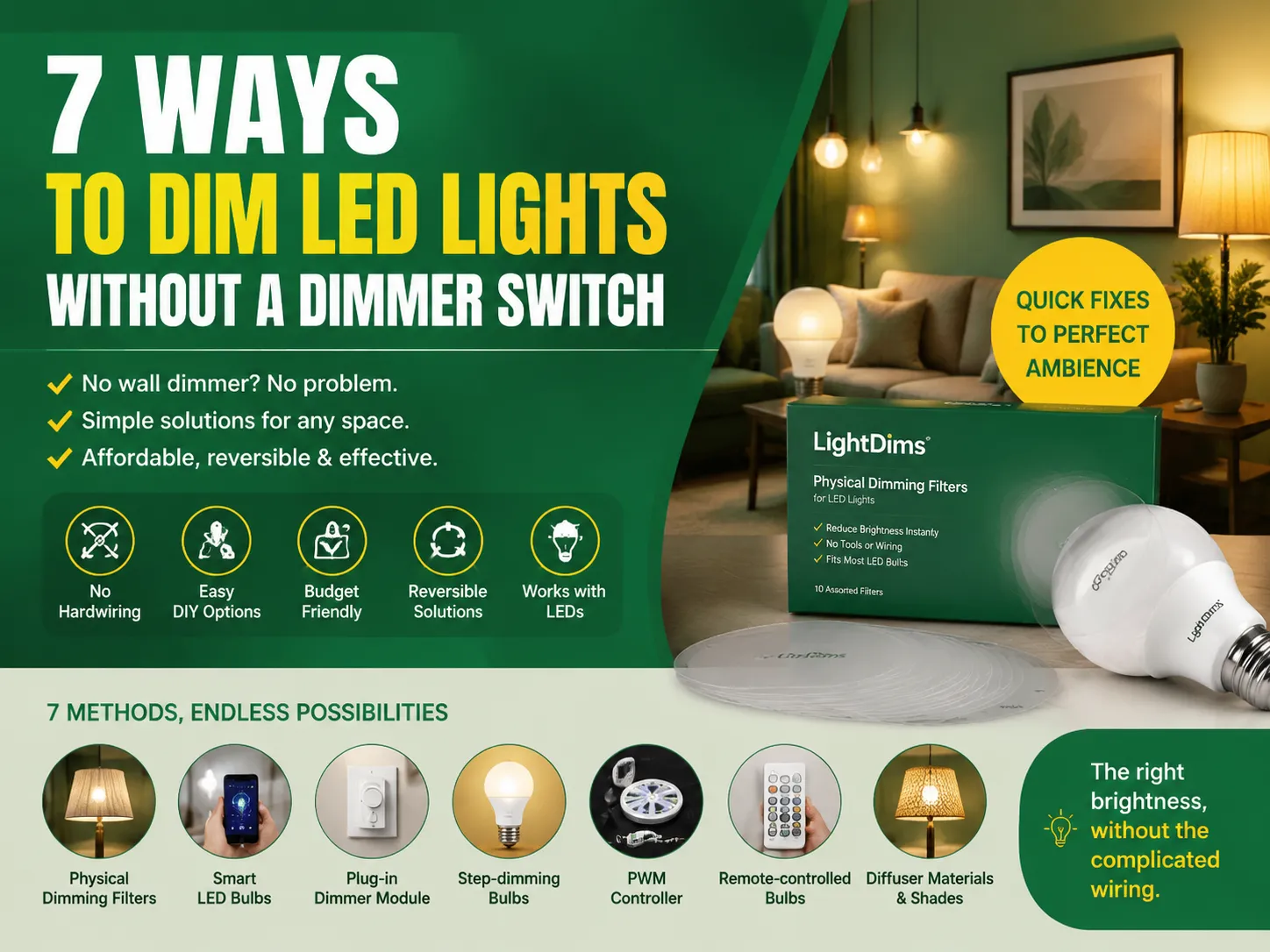 7 วิธีหรี่ไฟ LED โดยไม่ต้องใช้สวิตช์หรี่ไฟ
