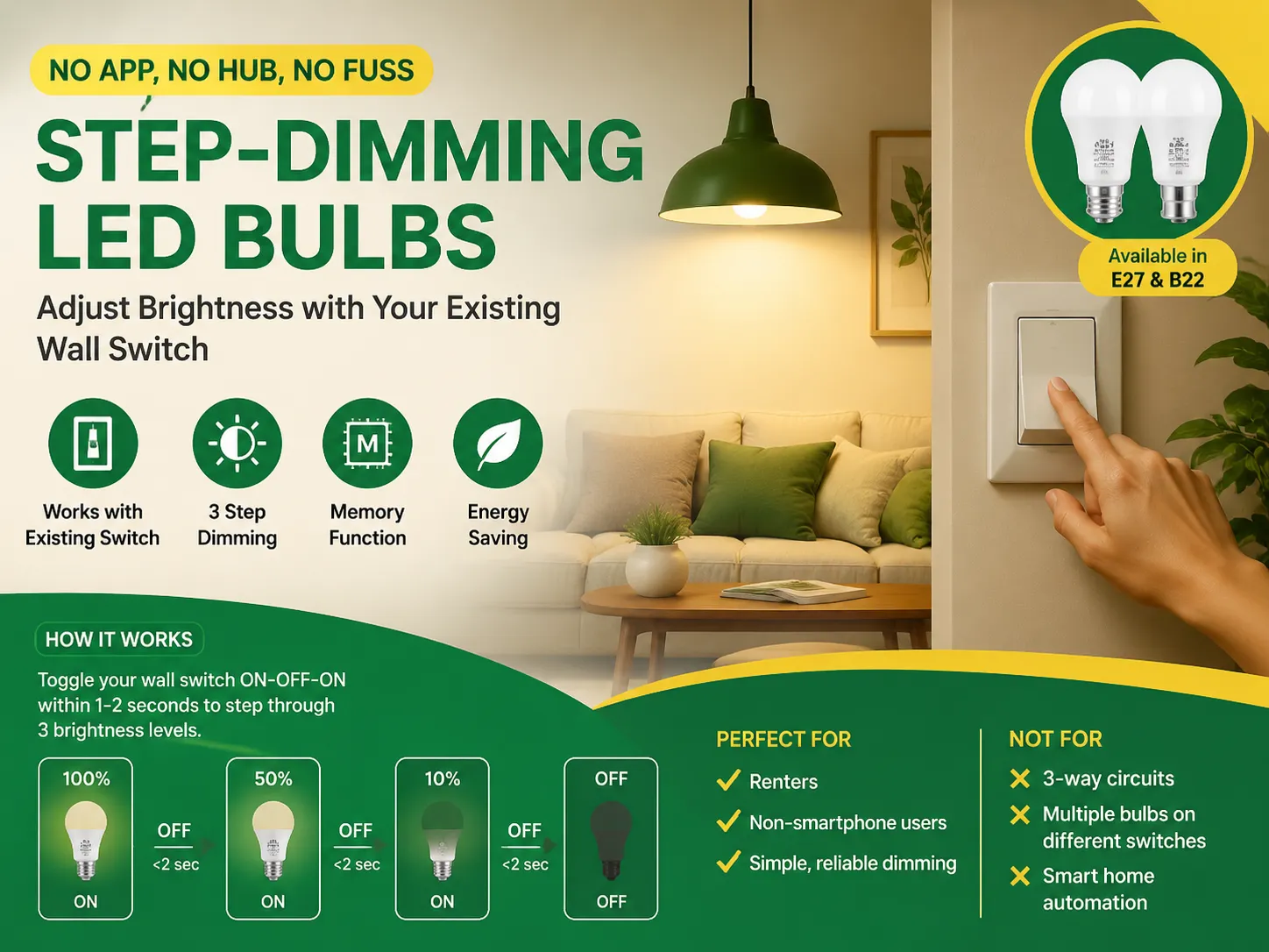 หลอดไฟแบบ Step-Dimming (Toggle-to-Dim)