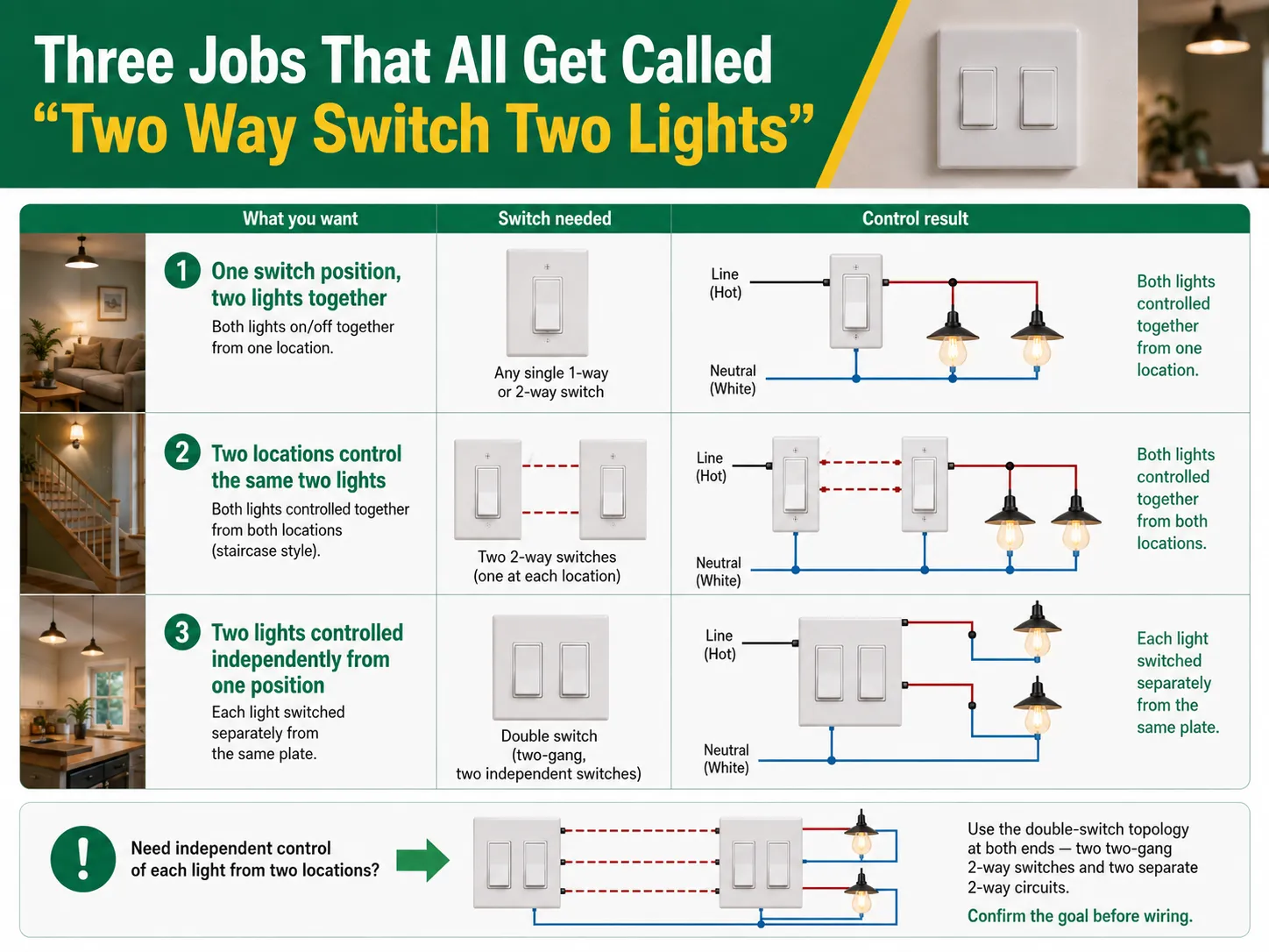 Three Jobs That All Get Called "Two Way Switch Two Lights"