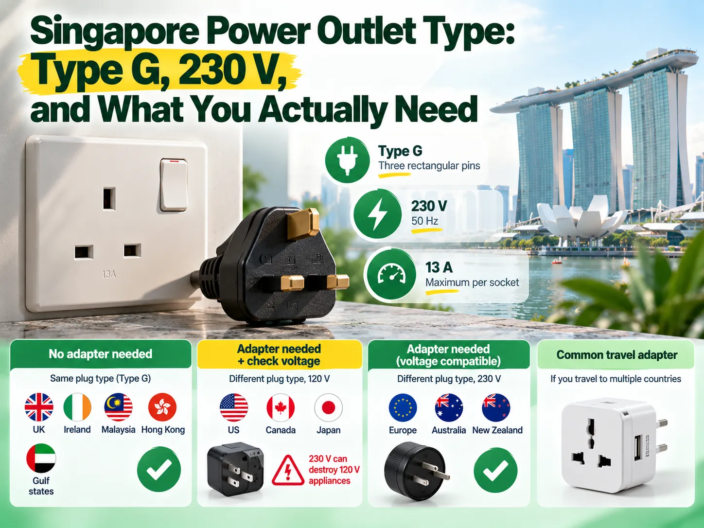 Singapore Power Outlet Type: Type G, 230 V, and What You Actually Need