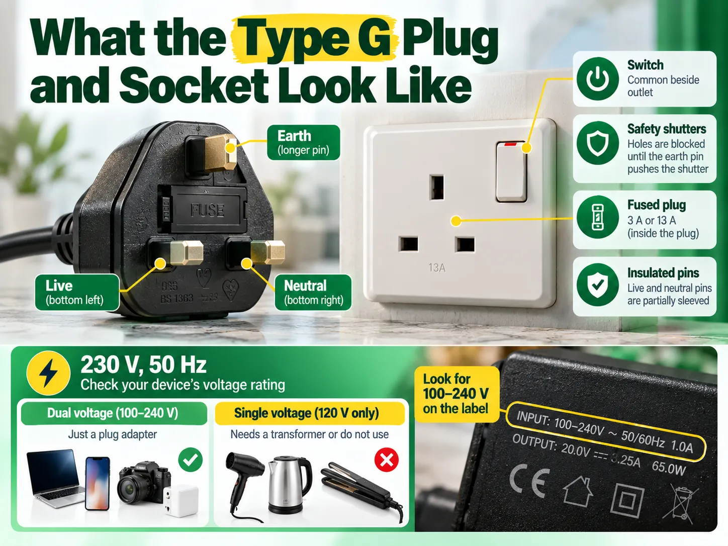 What the Type G Plug and Socket Look Like